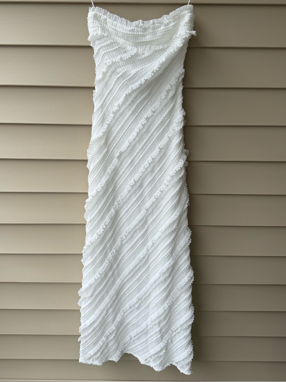 Endless Rose White Strapless Textured Ruffle Midi Dress Size Small